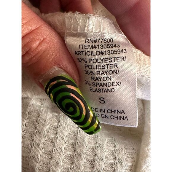 Chaser Women's Ivory/White Henley Thermal Polyester/Rayon/Spandex Sz Small - Picture 5 of 9